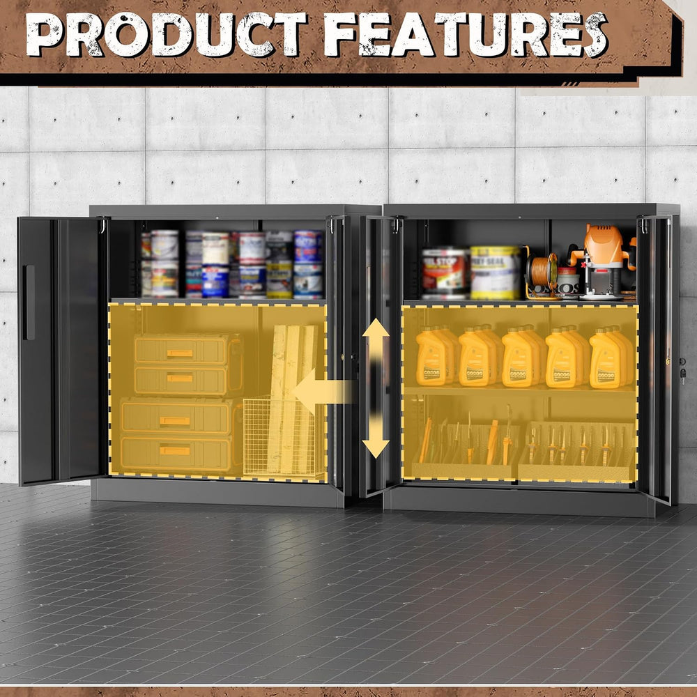 Metal Storage Cabinet with Locking Doors, Lockable Steel Storage Cabinets wit...