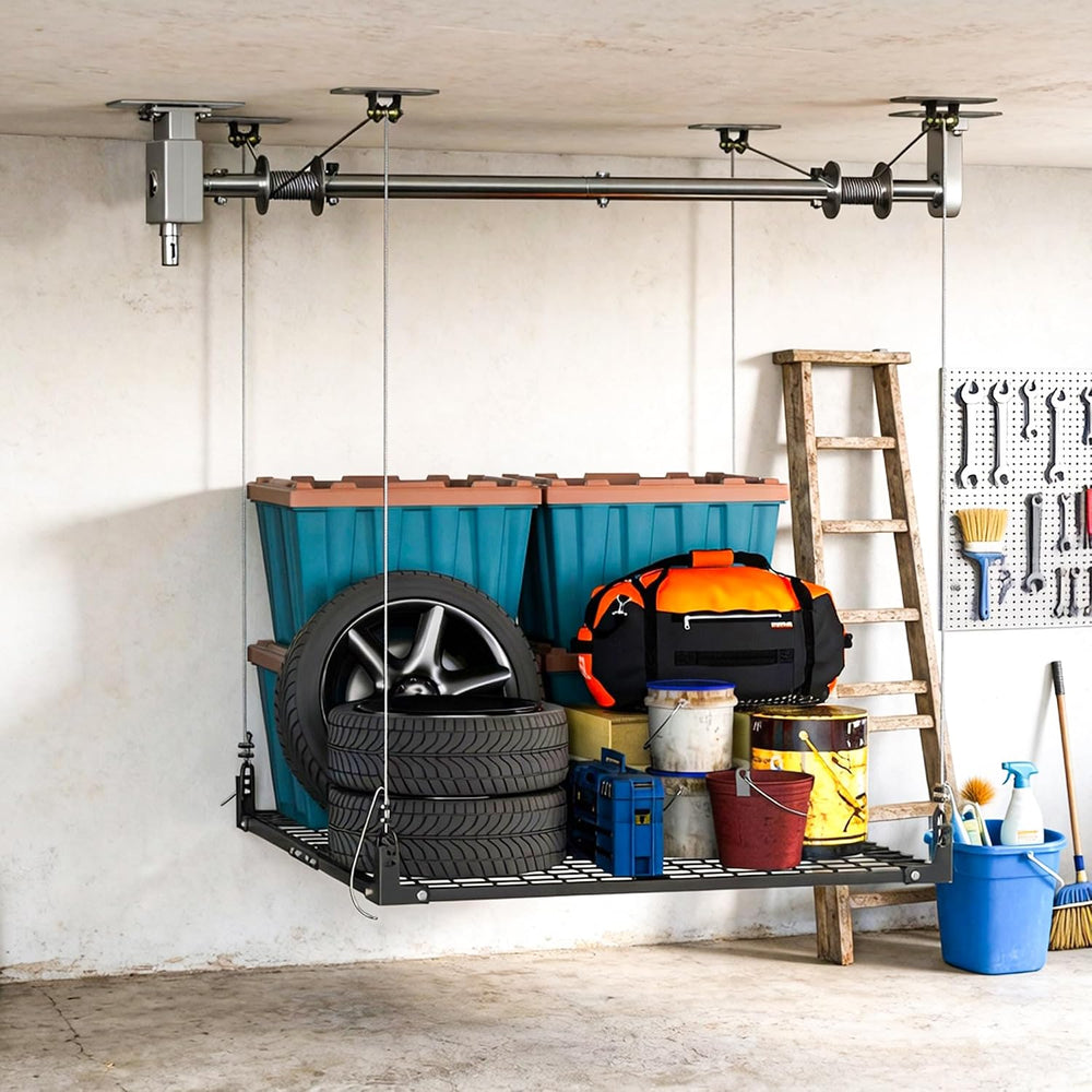 Overhead Garage Storage Rack,4x4FT Garage Ceiling Storage Racks,Lift Storage ...