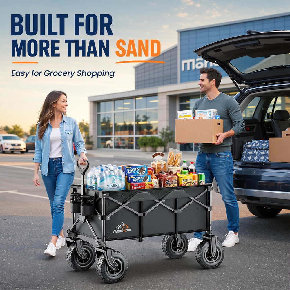220L All-Terrain Heavy Duty Folding Wagon with 10" Pneumatic Rubber Wheels