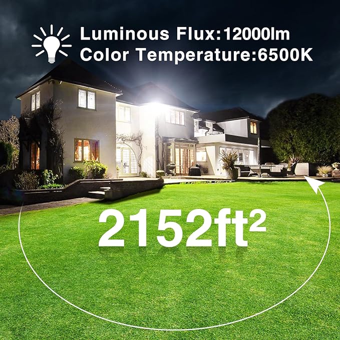 Onforu 120W LED Flood Light Outdoor, 12000LM Security Lights, IP66 Waterproof...