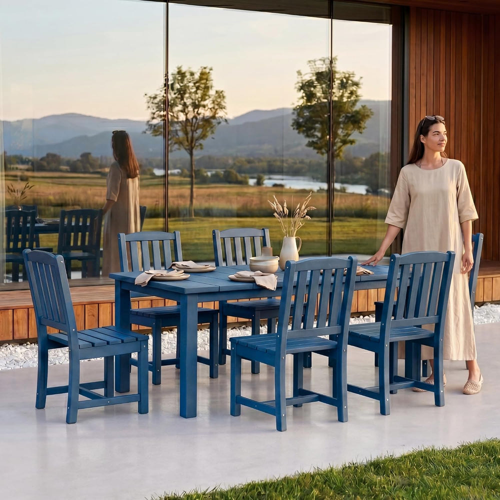 Perli™ 7-Piece Outdoor Dining Set, All-Weather HDPE Patio Table and 6 Chairs ...