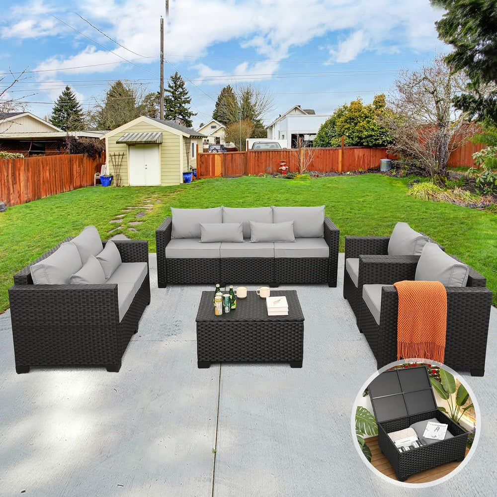 Rattaner 5-Piece Patio Furniture Sofa Set Outdoor Wicker Sectional Couch with...