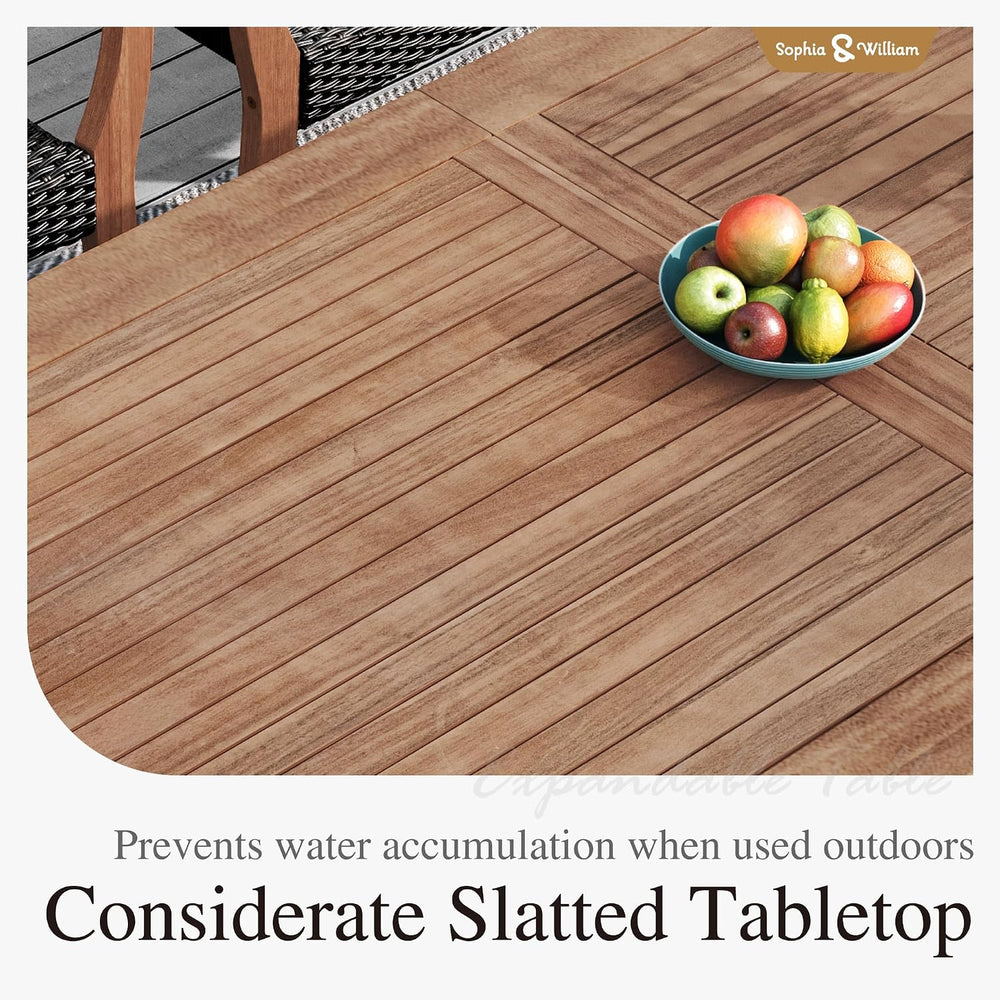 Sophia & William Outdoor Dining Set for 6, Expandable Acacia Wood Table