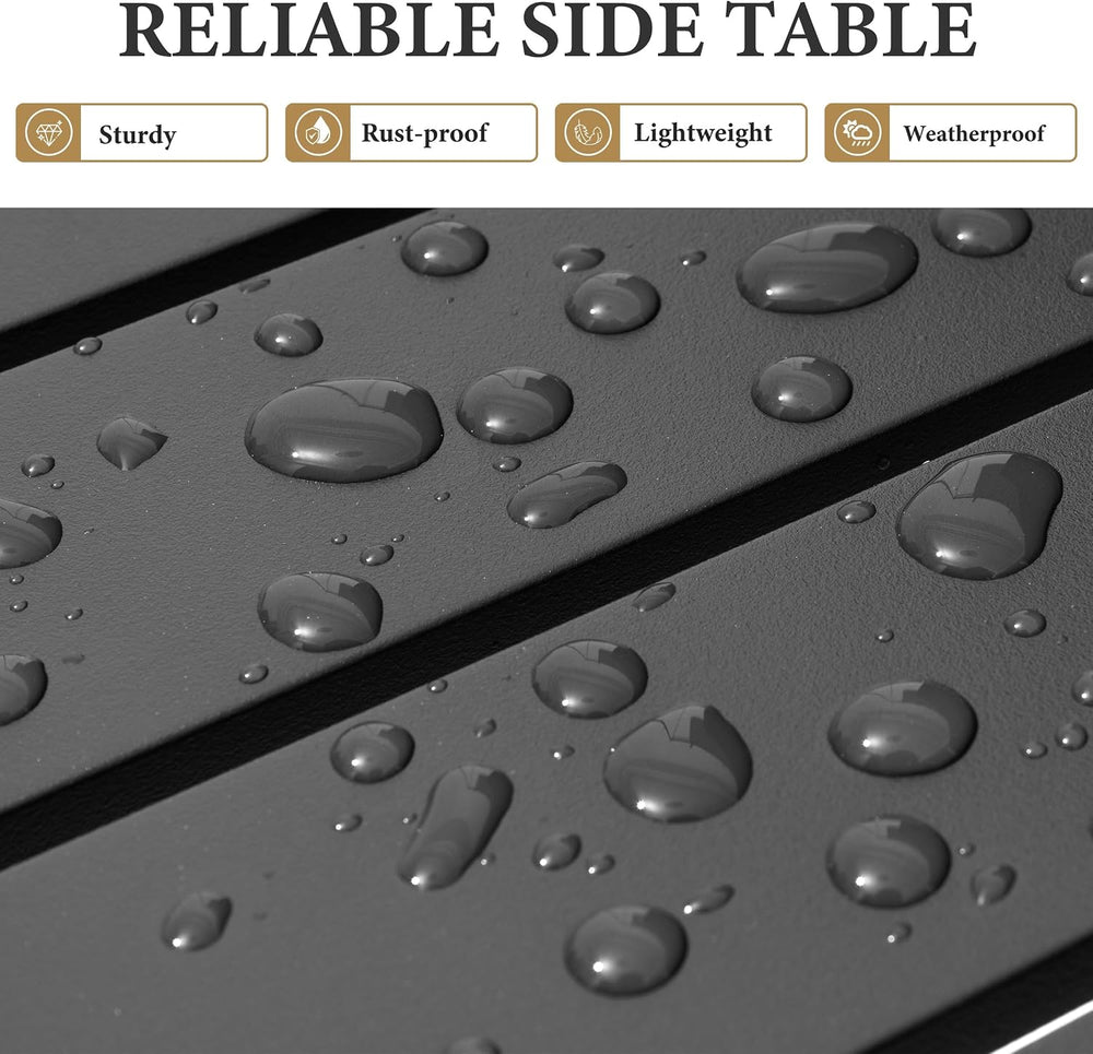 Crestlive Products Outdoor Side Table Set of 2, Aluminum Rectangular Side/End...