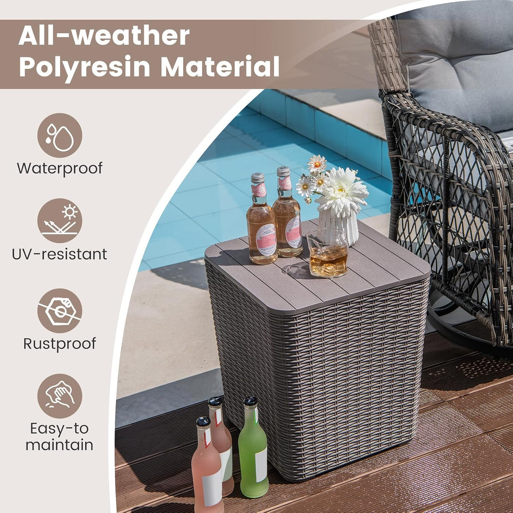 GIANTEX 11.5 Gallon Deck Box, Outdoor Side Table with Removable Lid, Faux Wic...