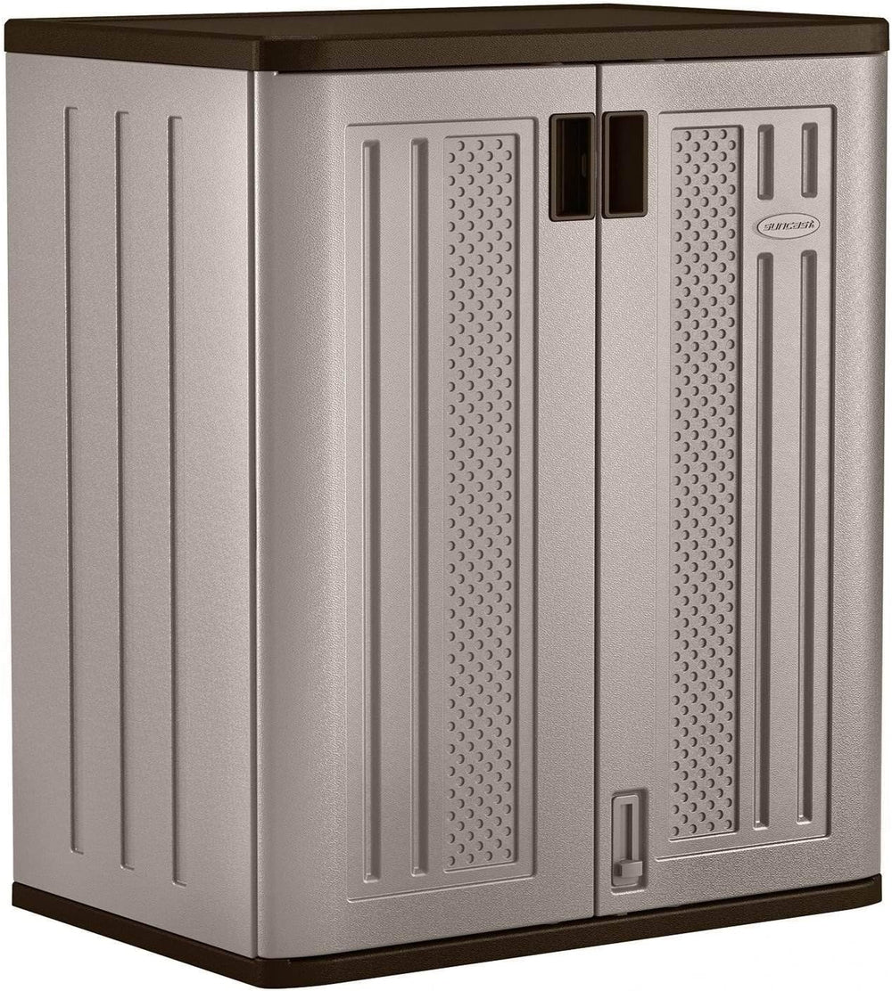 Suncast 2 Pack 9 Cu. Ft. Base Storage Cabinet, Resin Garage Organizer, Platin...