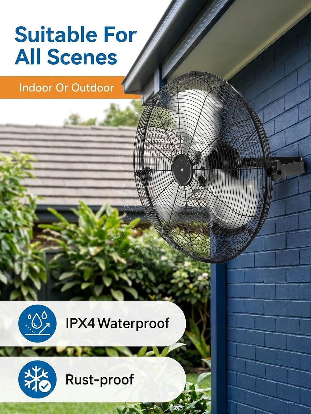FOHERE 20 Inch Wall Mounted Outdoor Fan for Patio