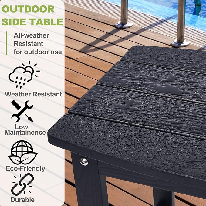 Y&M Outdoor Side Table, HIPS Adirondack Small Single Table, Waterproof Sq...