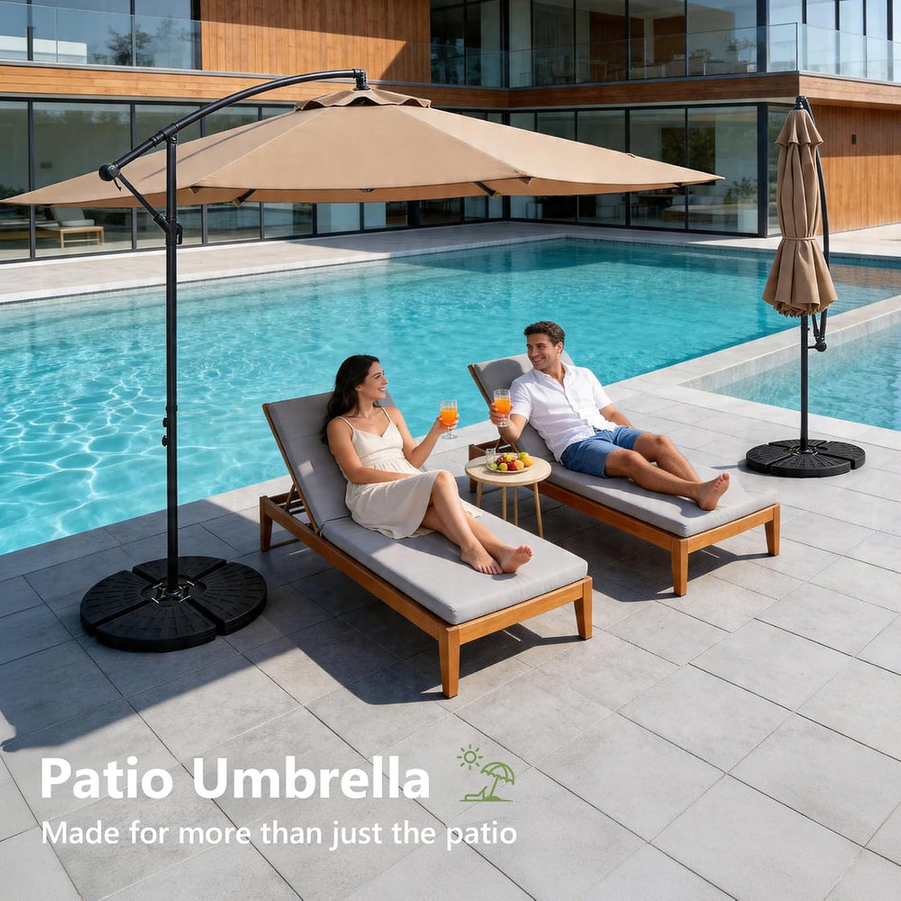 10FT Patio Umbrella, Cantilever Outdoor Umbrella with 360° Rotation & Til...