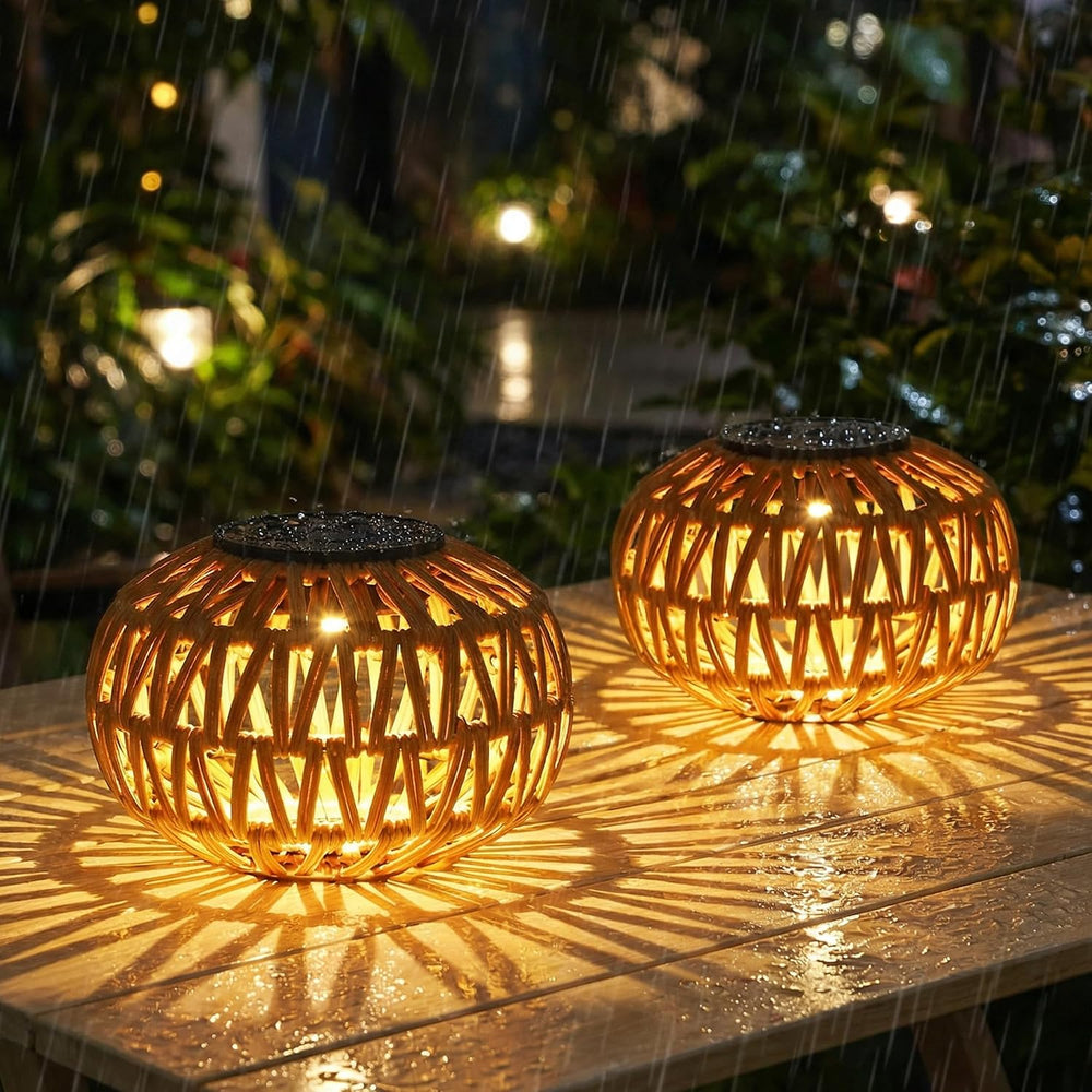 Livinlarge 2 Pack Solar Lanterns Outdoor Waterproof,Outdoor Table Decor,
