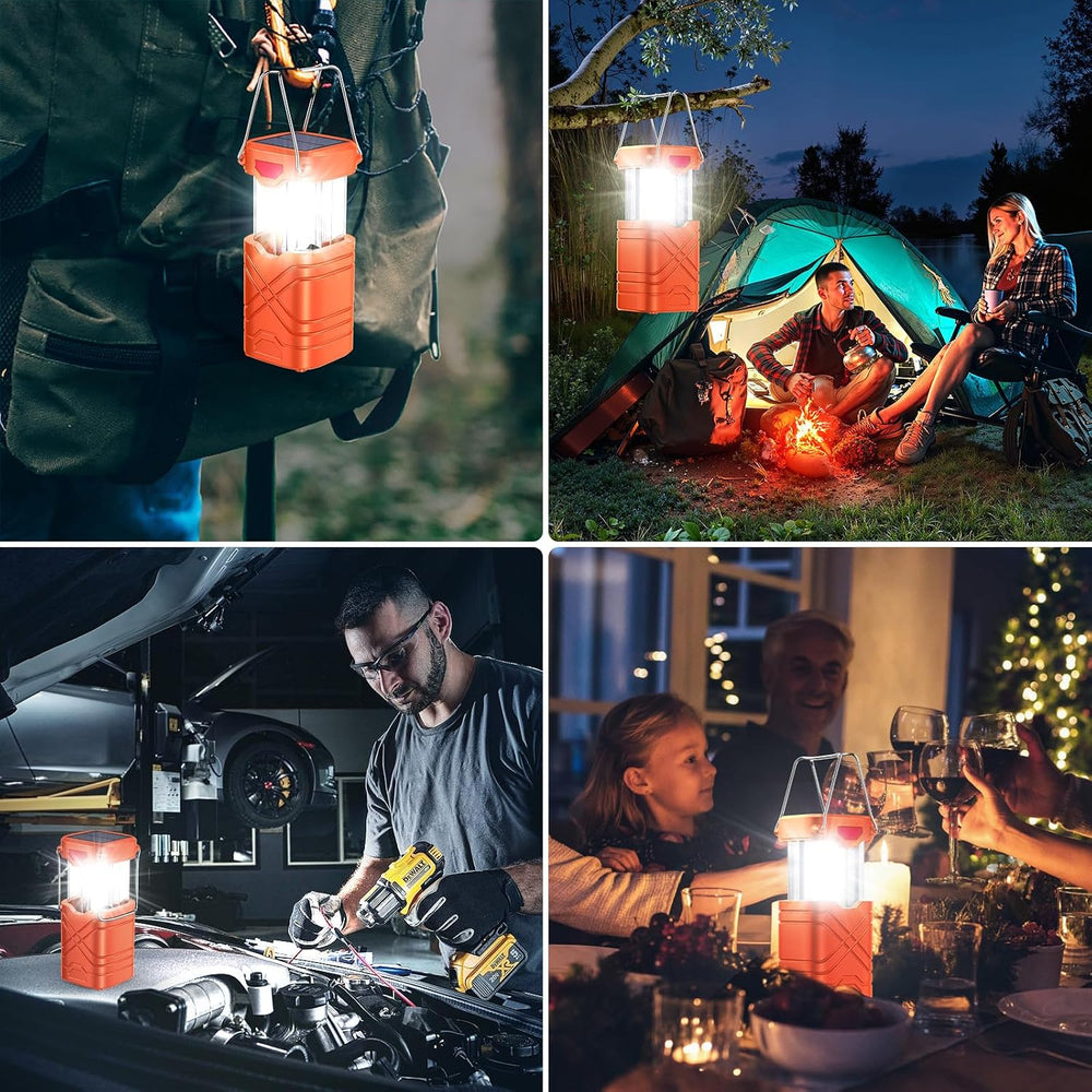 LETMY 4 Pack Camping Lantern, Rechargeable LED Lanterns, Solar Lantern Batter...