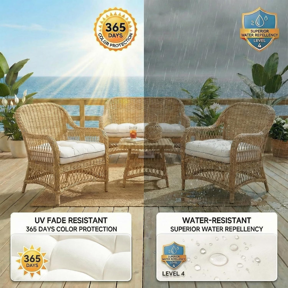 1 MIDDLE ONE Wicker Chair Cushions 3 Pieces Set for Outdoor Furniture, Replac...