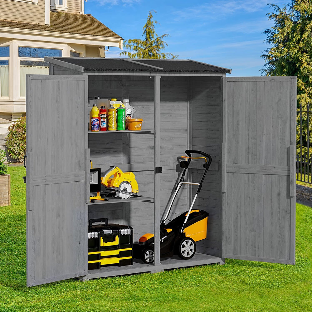 Gizoon Outdoor Cabinet, Waterproof Roof, Double Lockable Wooden Shed