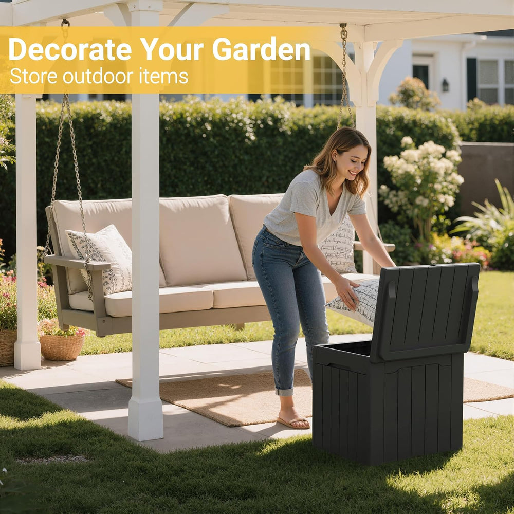 Greesum Outdoor Storage Box 31 Gallon Storage Box with Lid for Patio Furnitur...