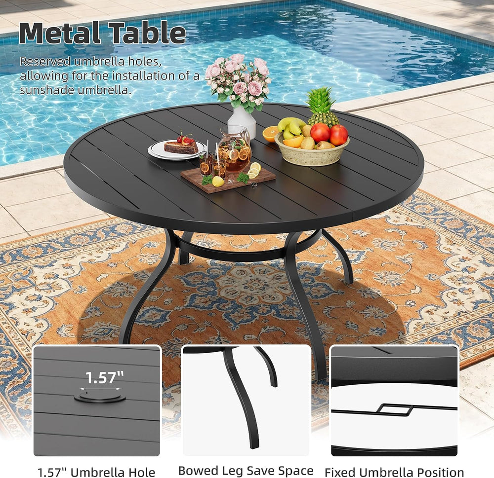 SUNCROWN 7-Piece Outdoor Patio Dining Set, All Weather Round Metal Table &...