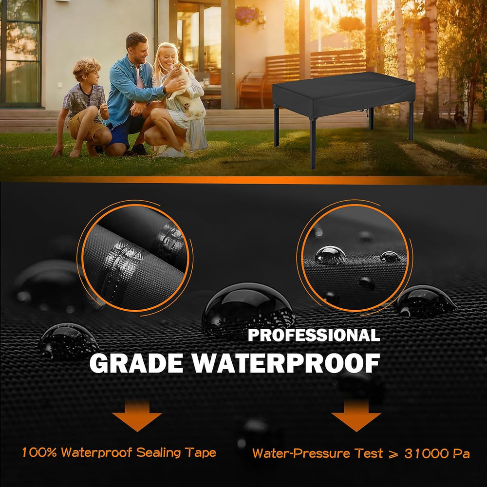 Waterproof Rectangular Patio Table Cover, 96" x 30" x 6", Black