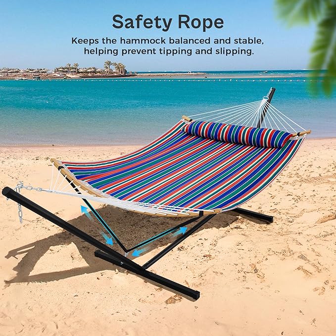 SUPERJARE Curved-Bar Hammock with Stand, 2 Person Heavy Duty Hammock Frame, D...
