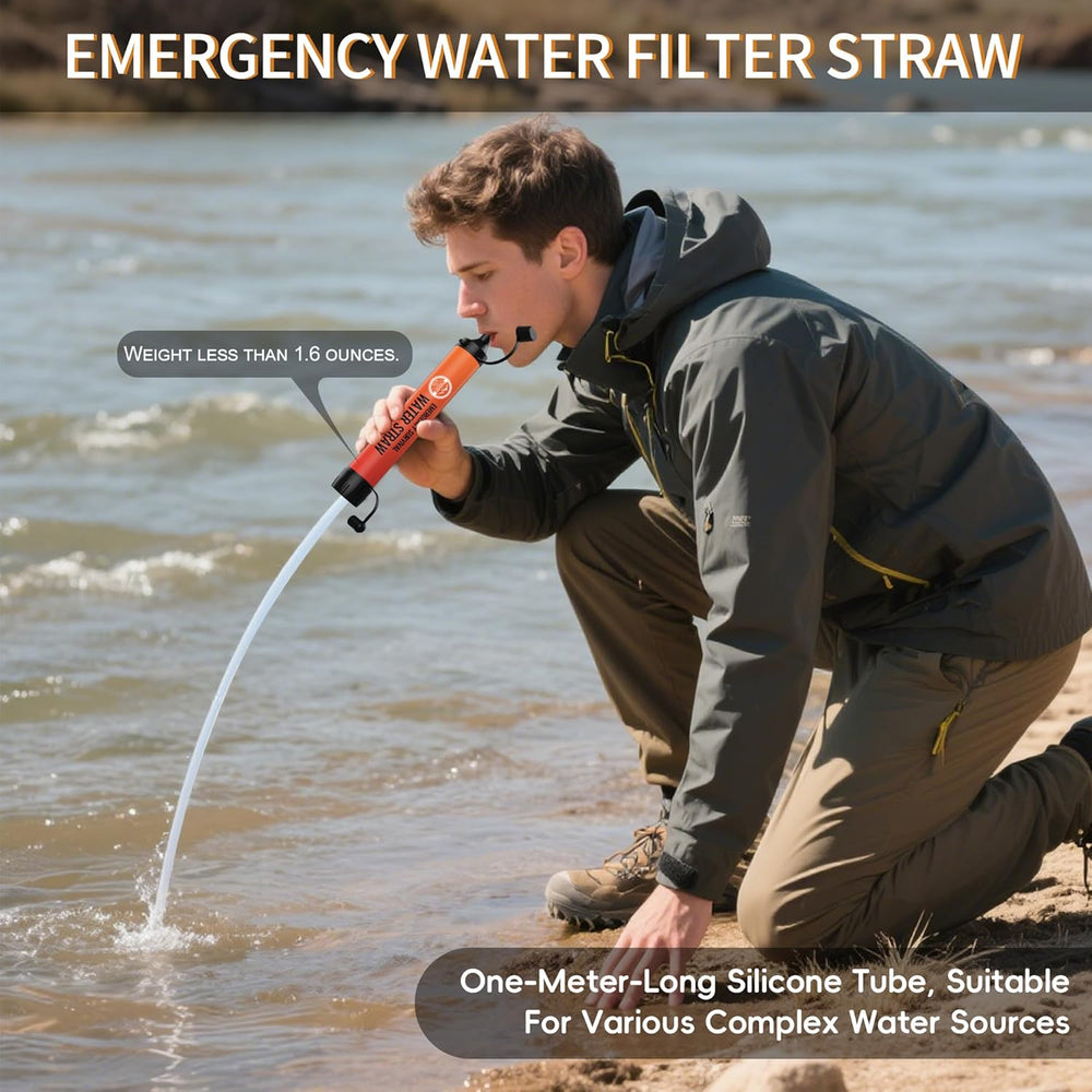 Water Filter Straw 3 Pack - Outdoor Camping & Hiking Survival Gear