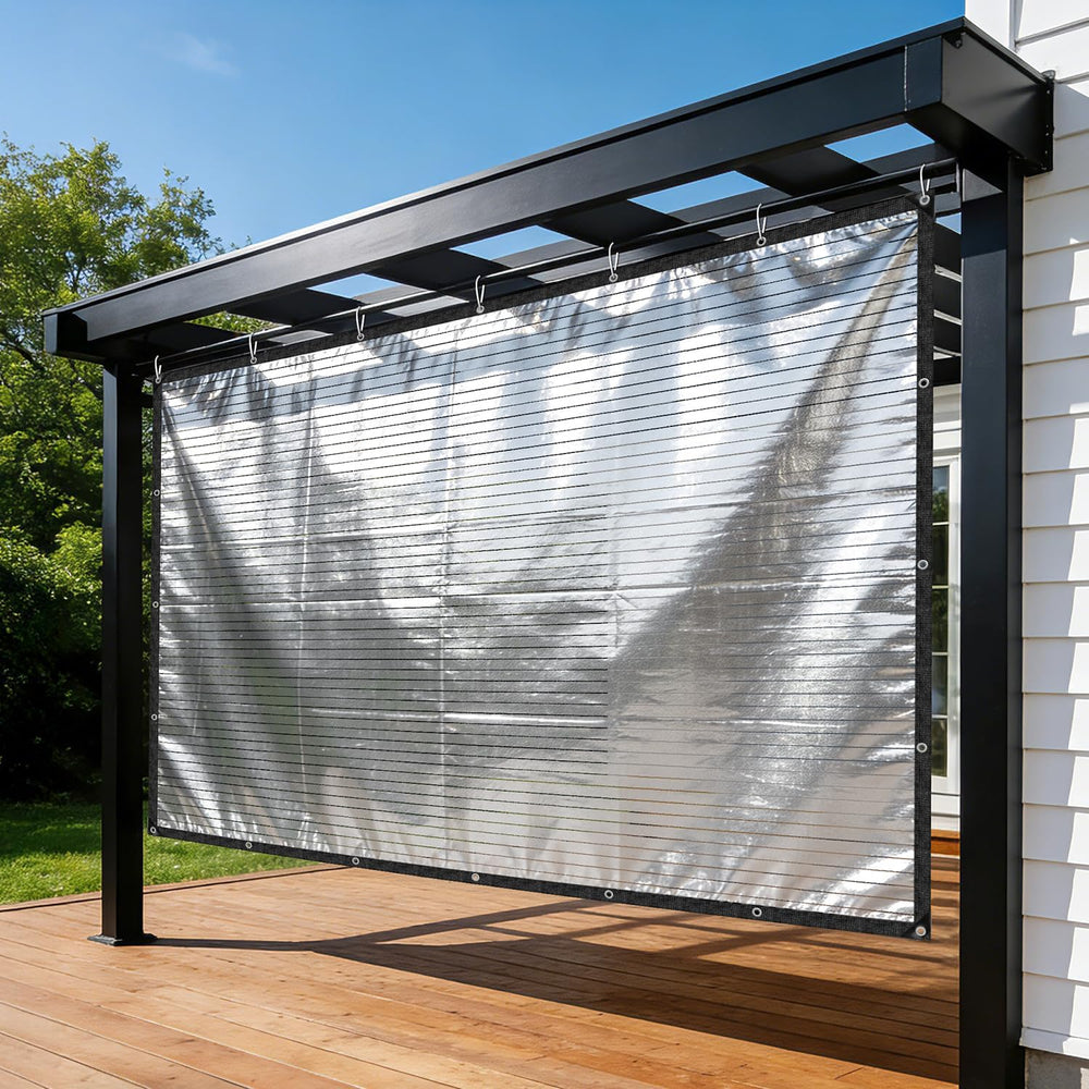 COOLBOYS 85% Aluminet Shade Cloth Reflective Tarp 8x20FT Silver for Garden