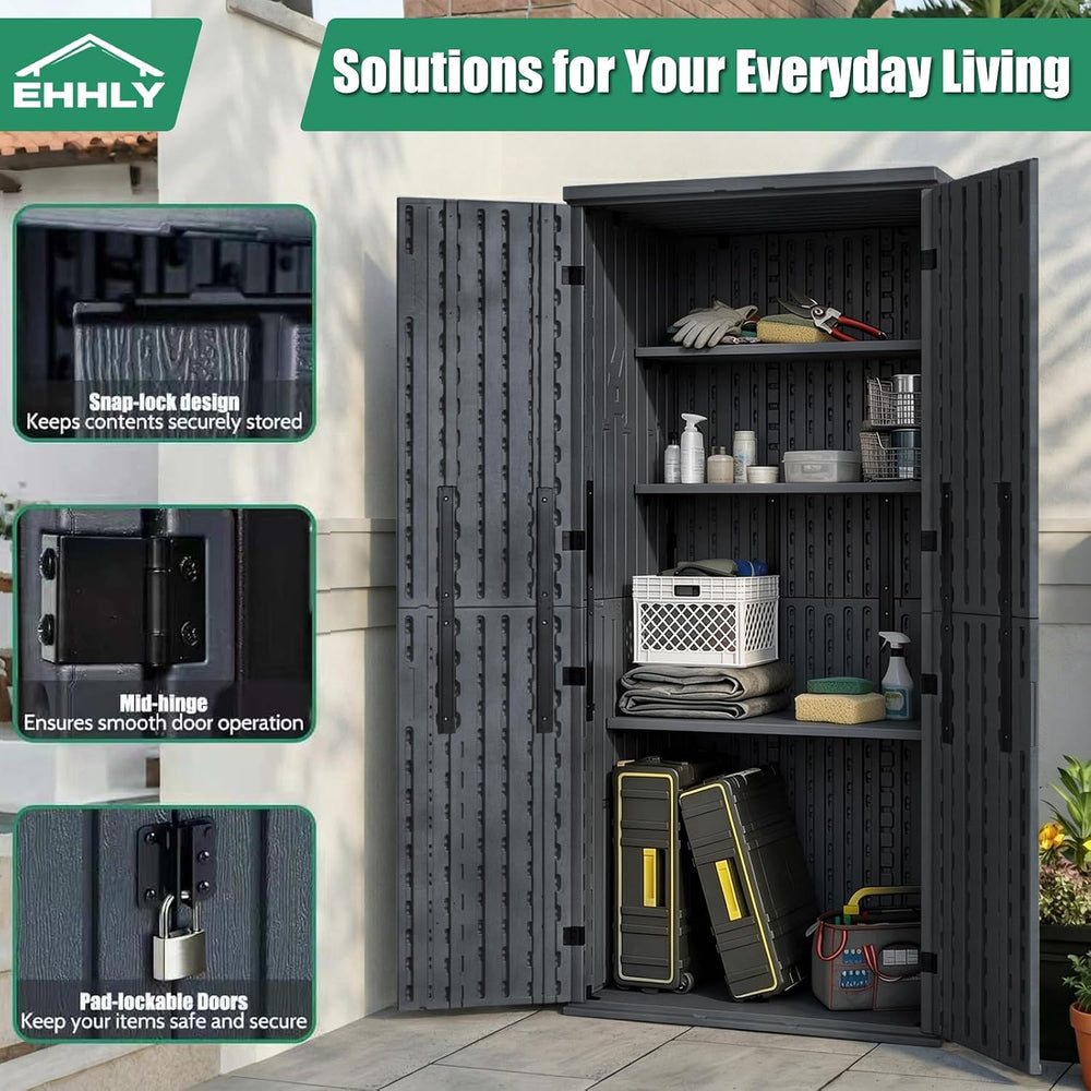 EHHLY Heavy Duty Tall Storage Cabinet Outdoor Weatherproof, 28 Cuft Garage St...