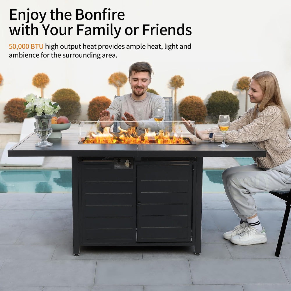 7 Pcs Outdoor Furniture Set w/ 60" Firepit and 6 Pieces Patio Chairs, 50...