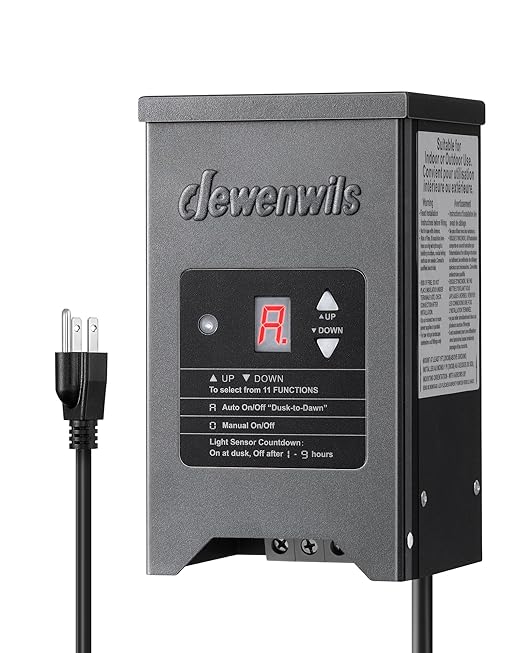 DEWENWILS 200W Weatherproof Low Voltage Landscape Lighting Transformer, 120V ...