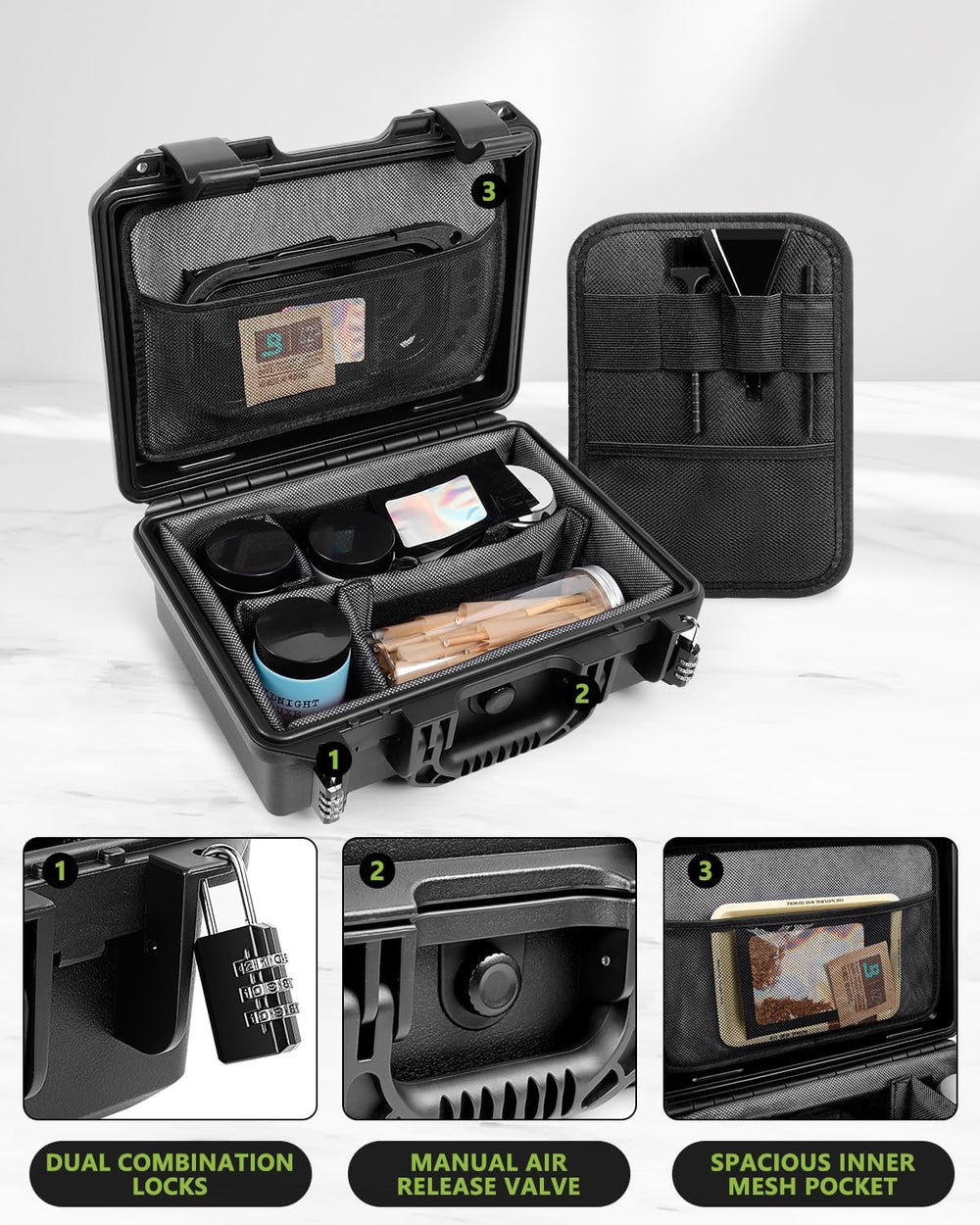 Smell Proof Container, Crushproof Stash Storage Case with Accessories