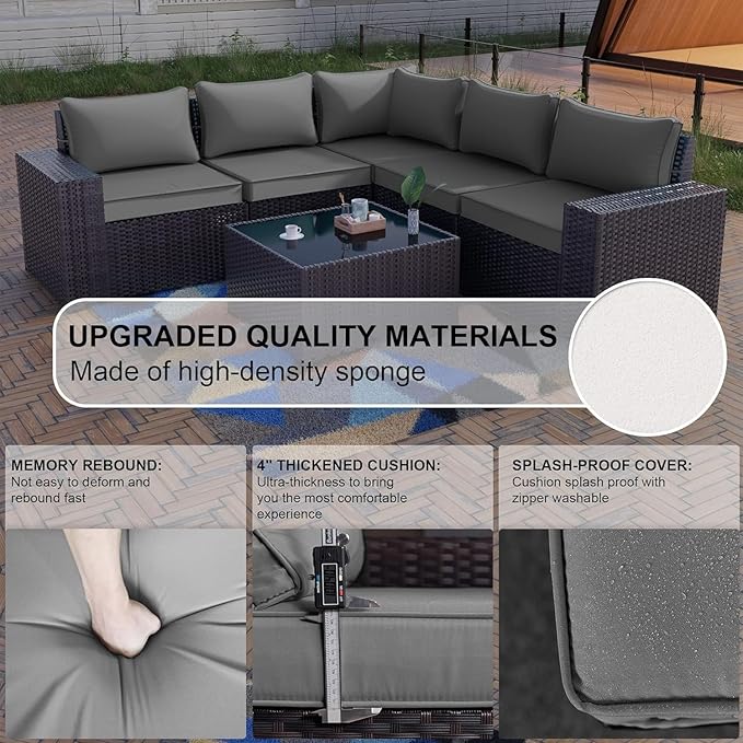 Kullavik 9 Pieces Outdoor Patio Furniture Set,PE Wicker Rattan Sectional Sofa...