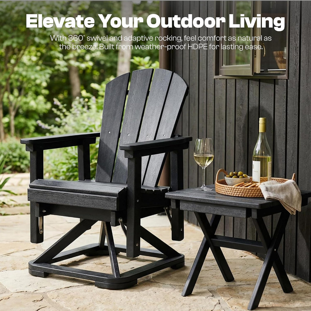 4-Piece Adirondack Swivel Glider Chair Set, Composite HDPE Outdoor Furniture ...