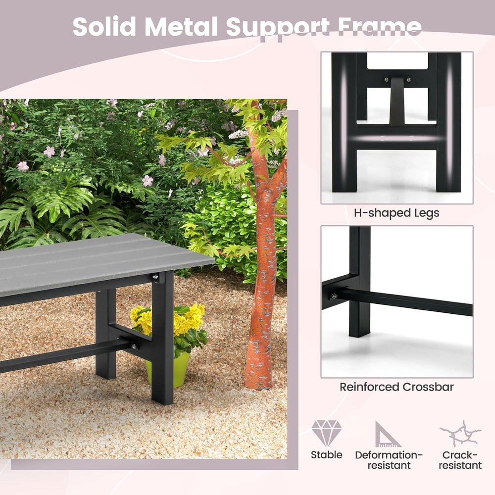 Tangkula 47 Inch HDPE Outdoor Bench Backless, Patio Garden Dining Bench with ...