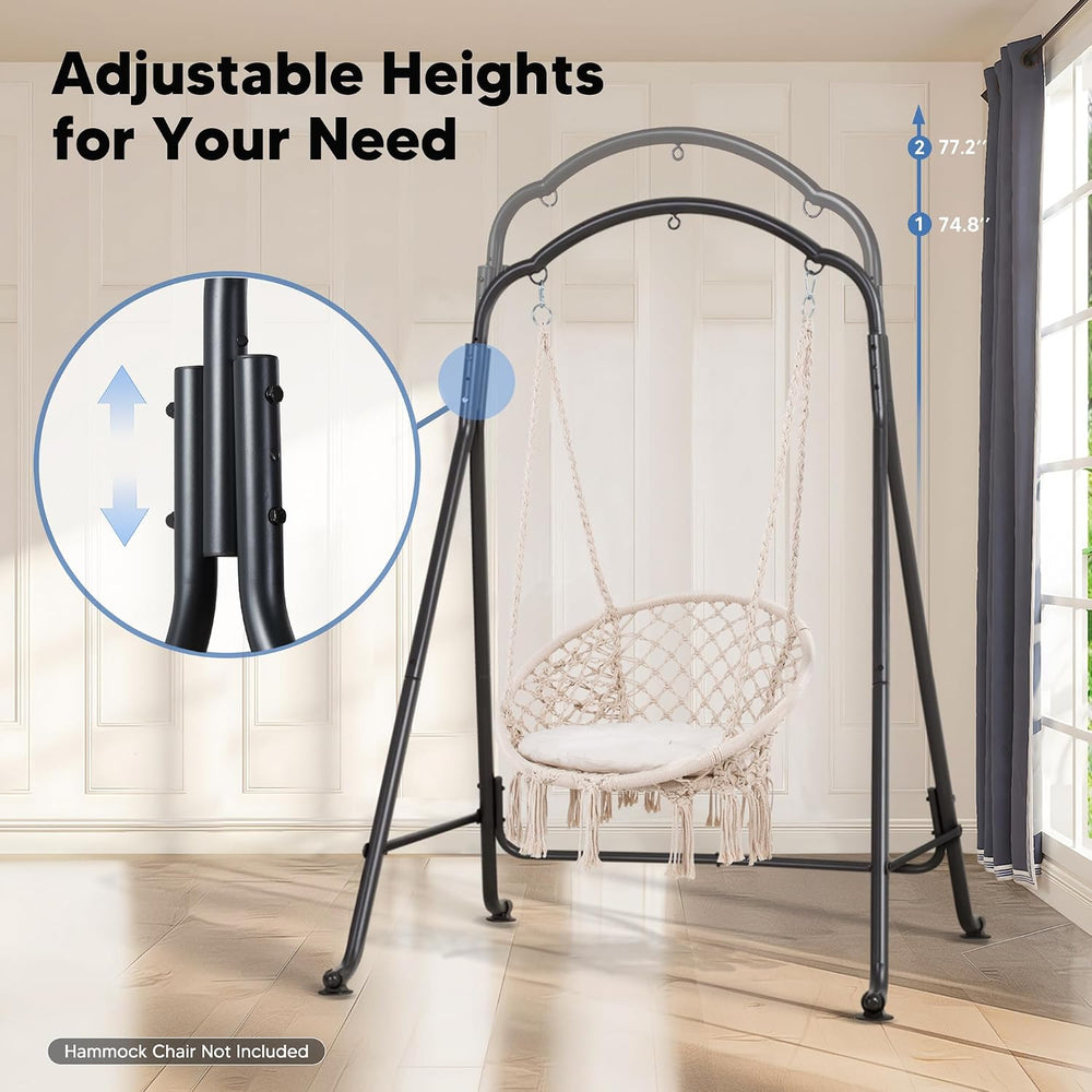 SUNCREAT Hammock Chair Stand, Heavy-Duty Steel Swing Stand, Patented, Black
