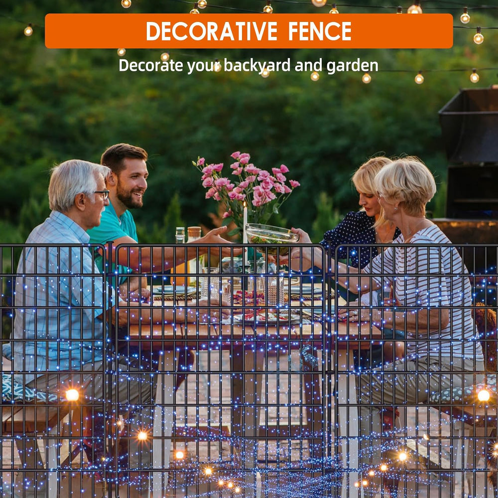 10 Panels No Dig Fence with Gate, 32 in(H) X 24 ft(L) Garden Decorative Fence...