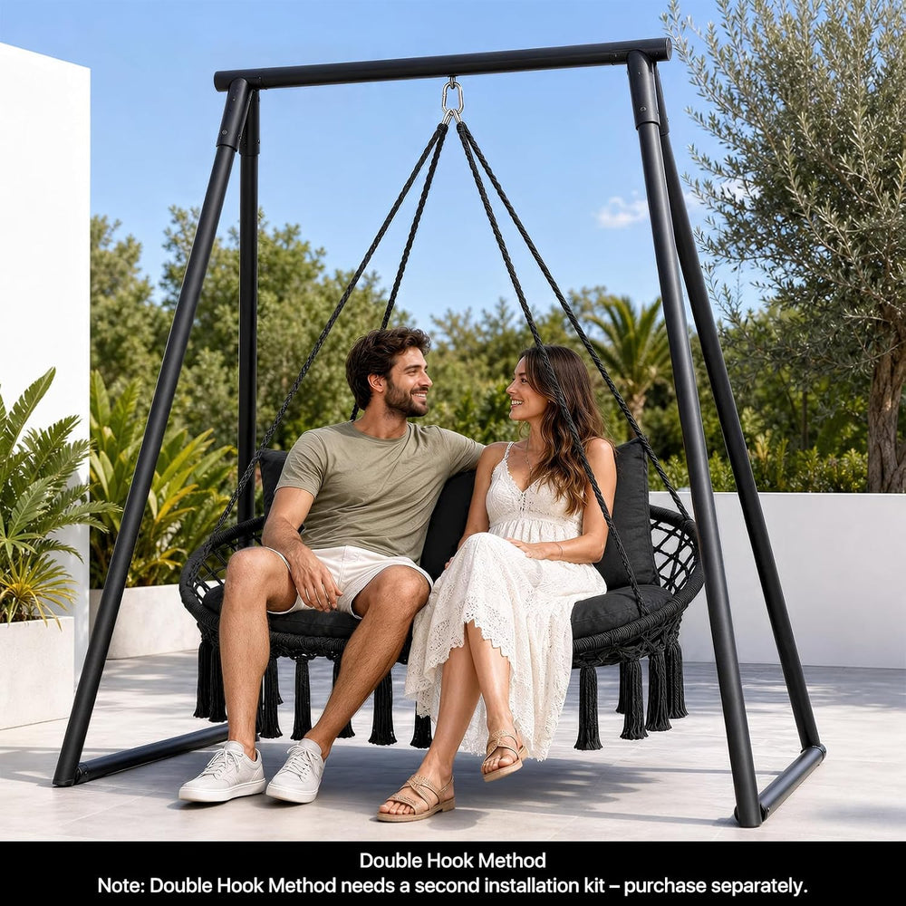 Athena Collection 2-Person Hammock Chair with Mounting Hardware Kit, Black