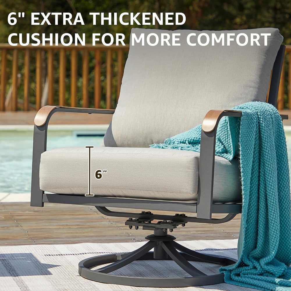 Patio Swivel Chairs Set of 2,Outdoor Rocker Chairs Set with 6" Thick Cus...