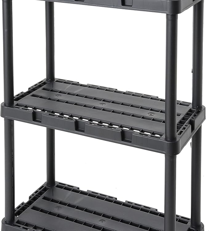 Gracious Living 4 Pack Light Duty Storage Shelves, Knect-A-Shelf 3-Shelf Vent...
