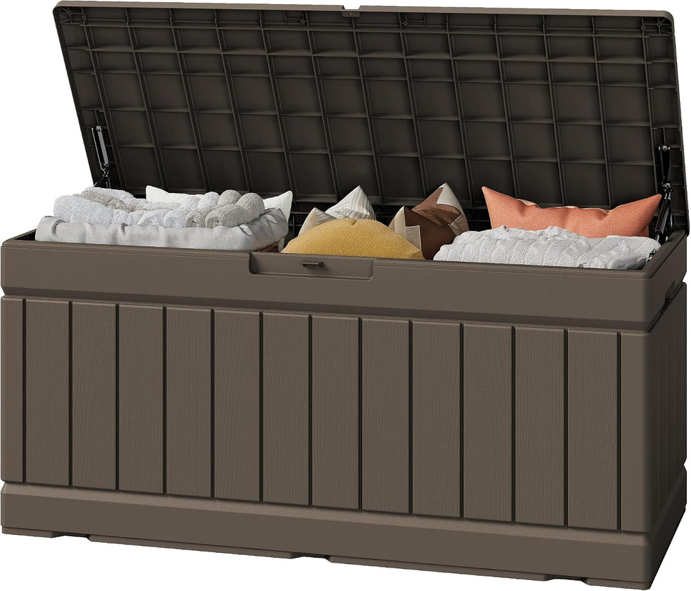 Greesum Outdoor Storage Box 82 Gallon Storage Bin with Lid for Patio Furnitur...