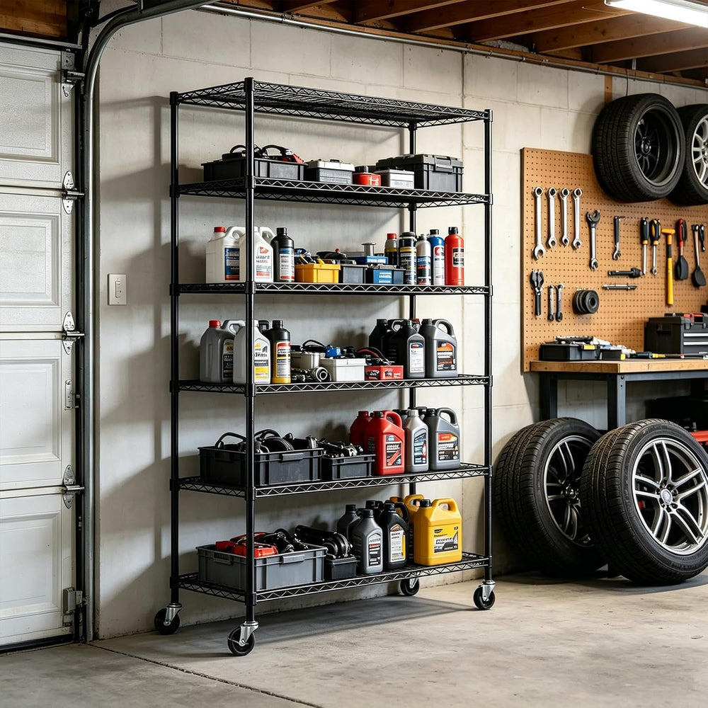 Meet perfect 6-Tier Storage Shelves NSF Certified Wire Shelving Unit on Wheel...