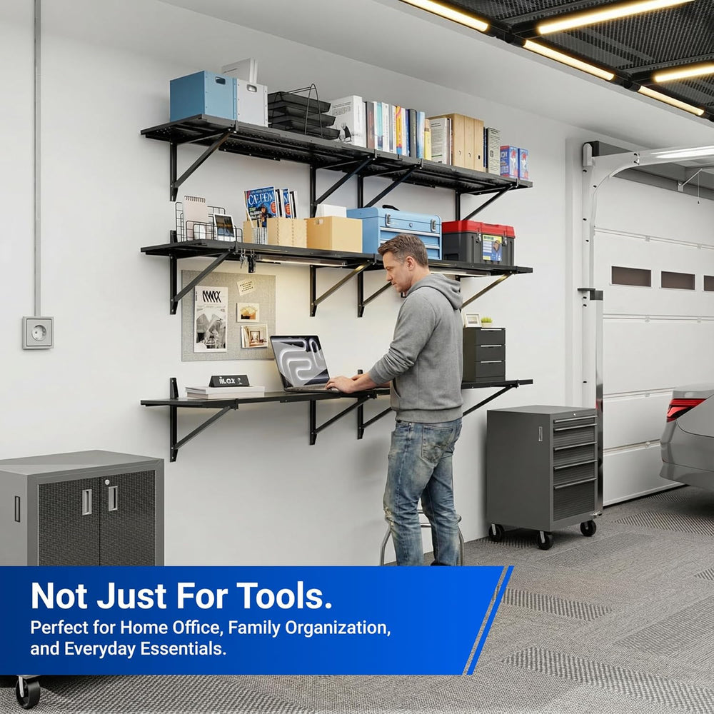 FLEXIMOUNTS 2-Pack 1x6ft Wall Mounted Garage Shelving, 14x68-inch