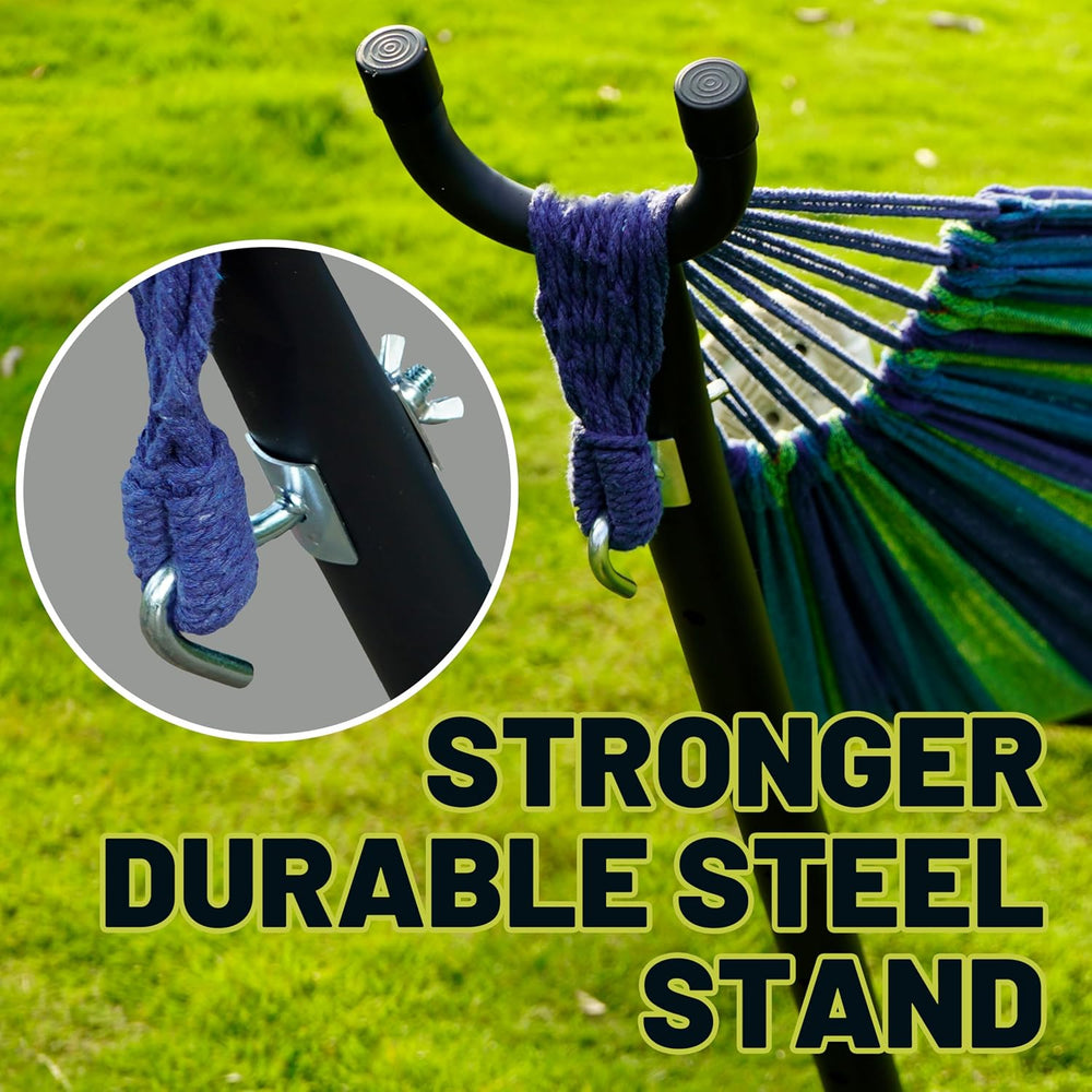 Hammock with Stand for Outside, 450lb Steel Frame, Blue