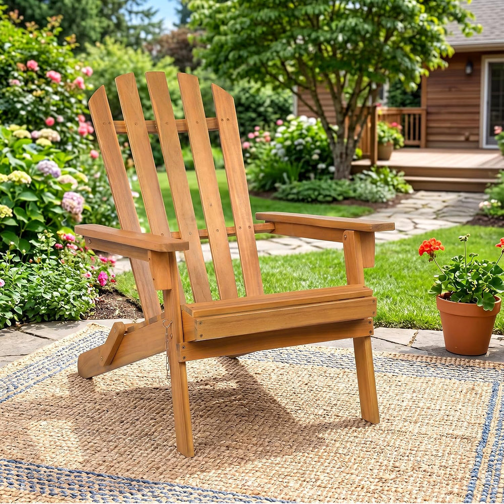 Tangkula Folding Acacia Wood Adirondack Chair, 400 LBS, 2 Pack