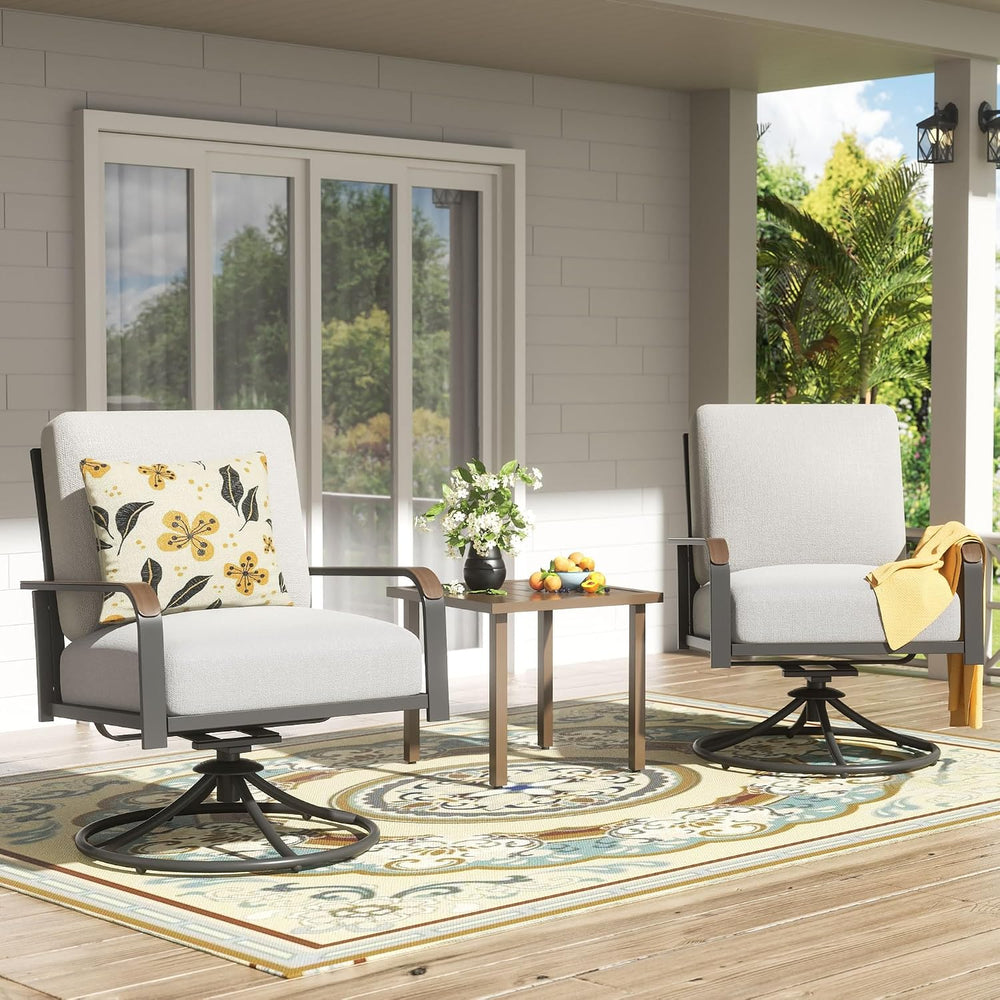 Patio Swivel Chairs Set of 2,Outdoor Rocker Chairs Set with 6" Thick Cus...