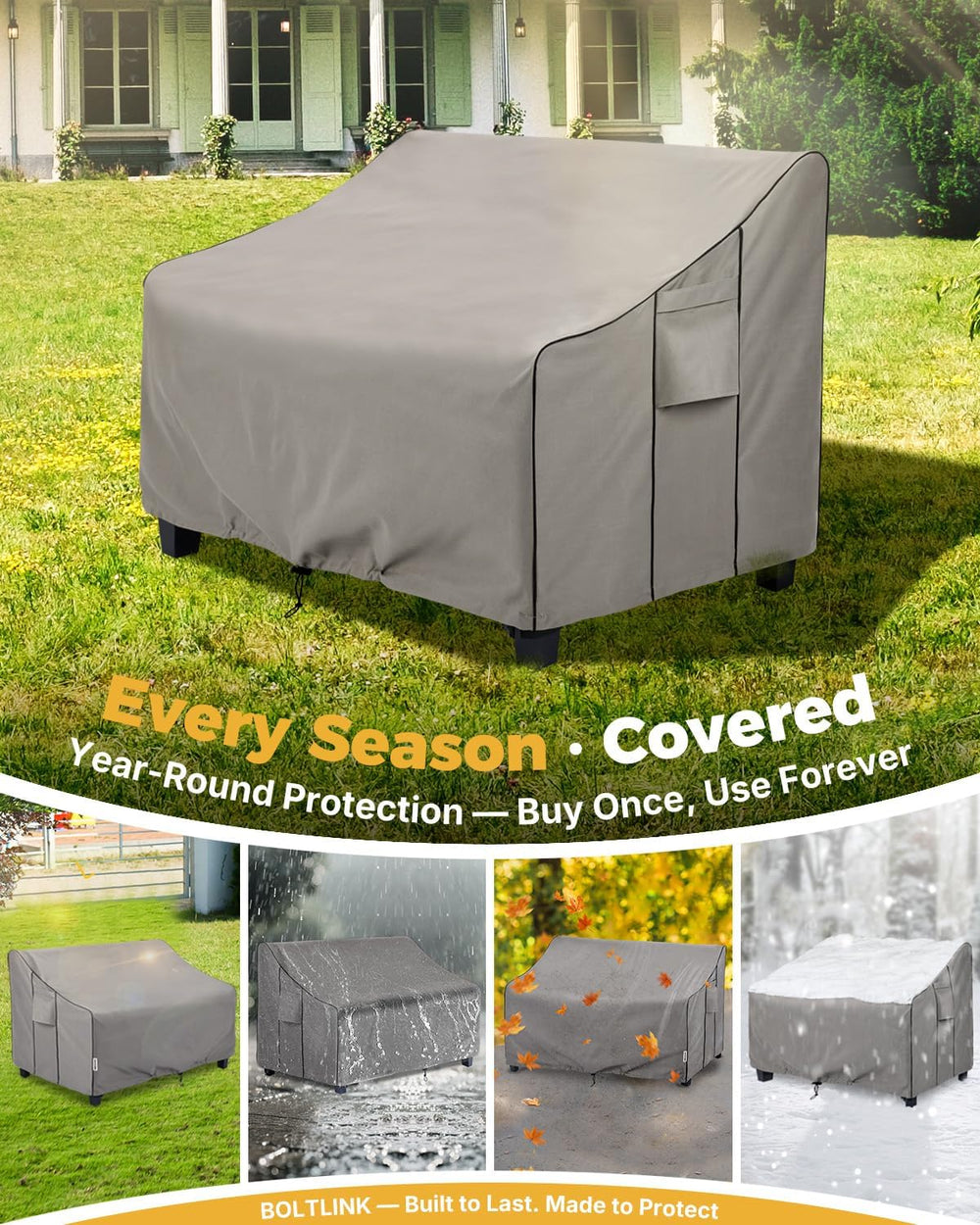 Patio Sofa Cover Waterproof, Heavy Duty, 55x33x38 in, 2-Seater