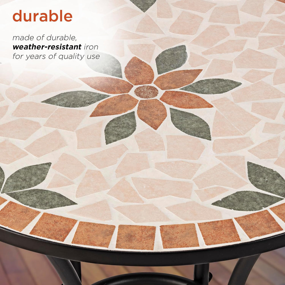 Alpine Corporation Indoor/Outdoor 3-Piece Mosaic Bistro Set Folding Table and...