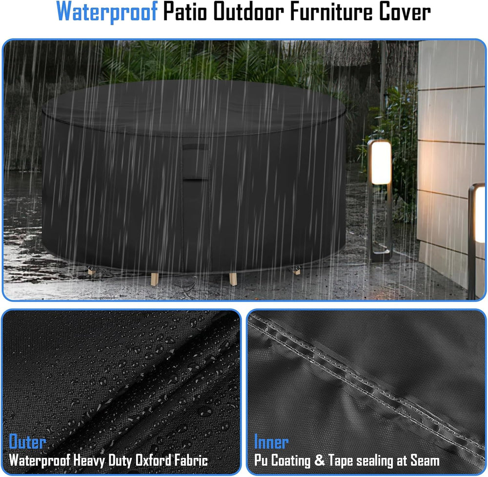 Round Patio Furniture Covers Waterproof, 96" Dia x 36" H