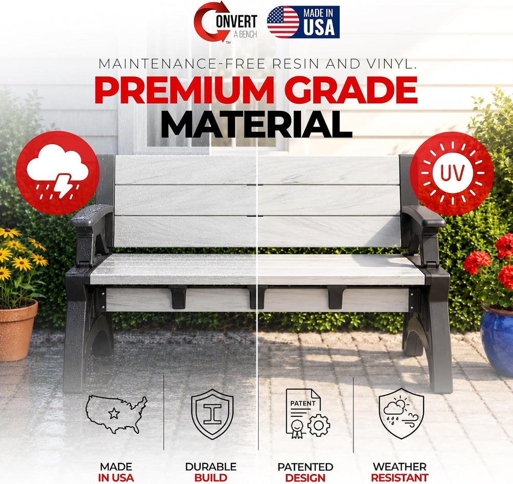 Convert-a-Bench 2-in-1 Outdoor Bench & Folding Picnic Table, Convertible