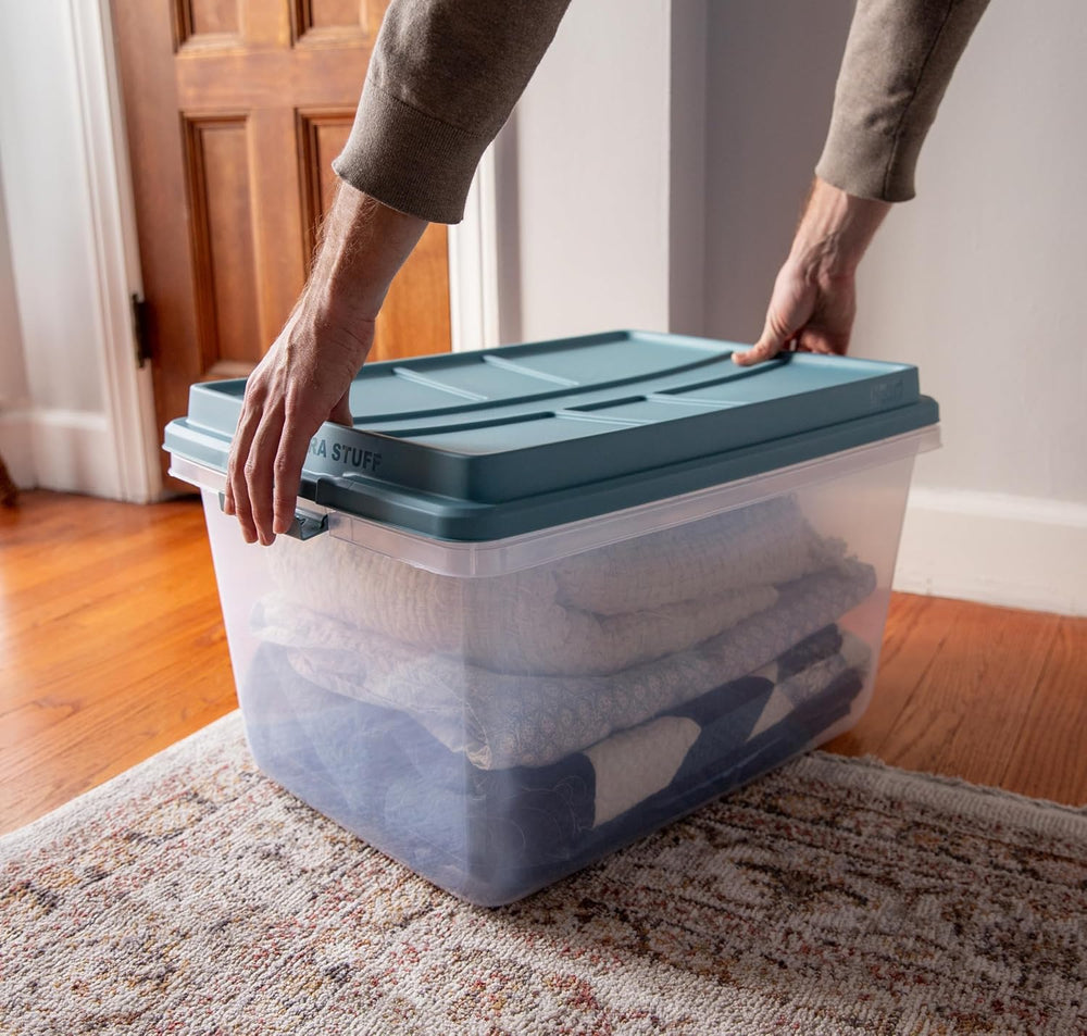 Hefty HI-RISE Stackable Storage Bins - Storage Containers with Lids, Shoe Org...