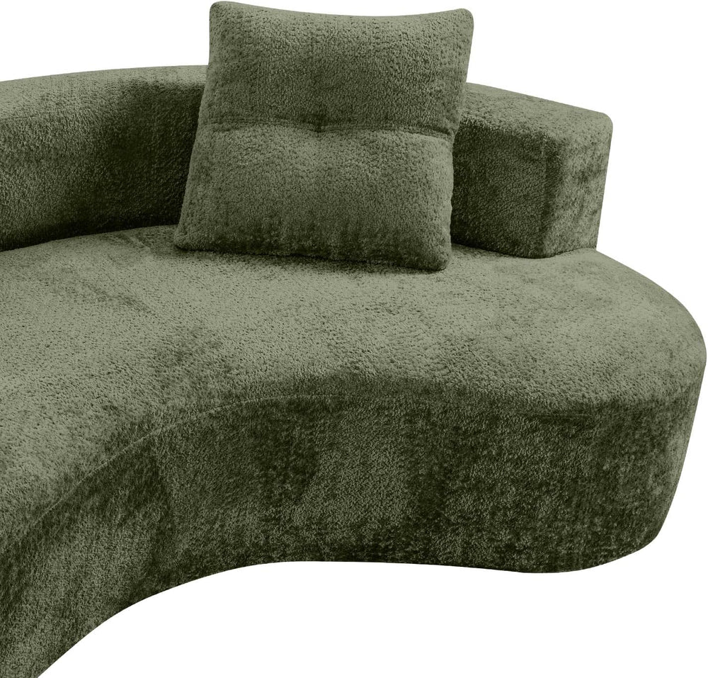 80" Boucle Curved Modular Boneless Sofa with 2 Pillows, Green