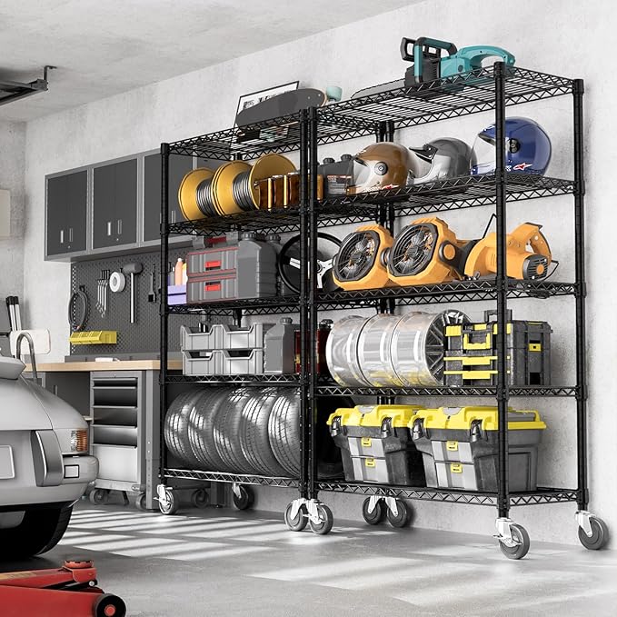 5-Shelf Storage Shelves,Wire Shelving Heavy Duty Metal Storage Shelving Unit ...
