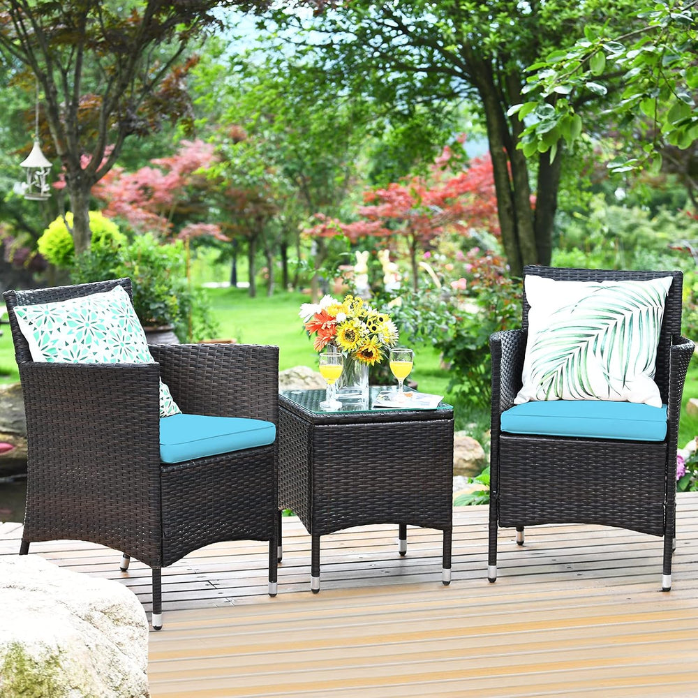 KOTEK 3 Piece Patio Furniture Set, Blue