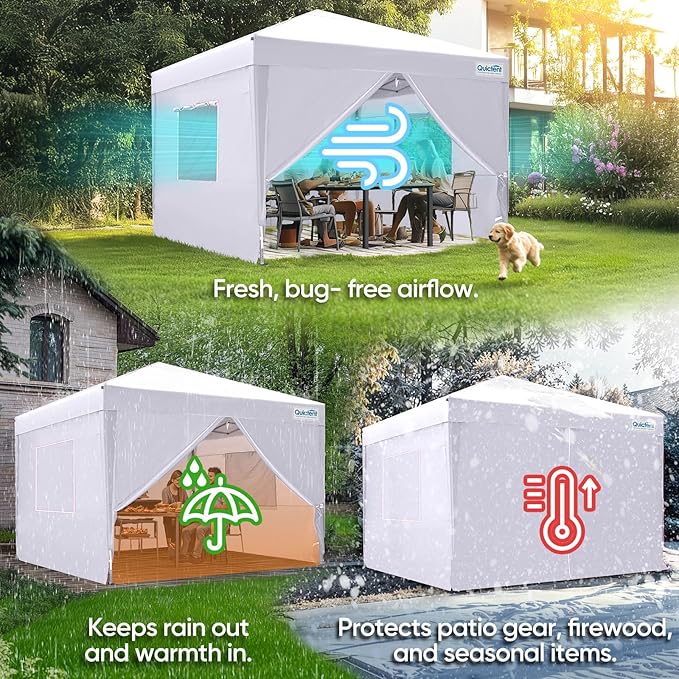 Quictent Privacy 8x8 Pop up Canopy Tent with Sidewalls and Roll-up Ventilated...